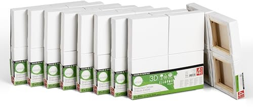 Daler-Rowney Simply... Marco 3D de lona estirada, paquete súper a granel, 100% algodón, preimprimado, paquete de 36, 6 x 6 pulgadas, blanco