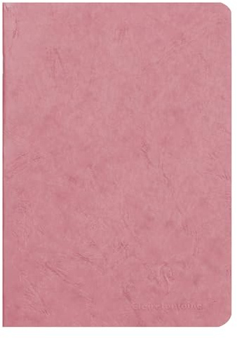 Clairefontaine 733106C - Notizheft Kladde Age Bag, DIN A5 14,8x21 cm, 48 Blatt blanko 90g, Einband gekörnt mit Lederstruktur, Altrosa, 1 Stück