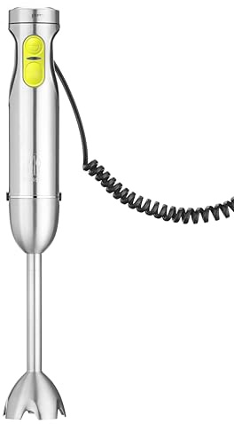 HENDI Batidora de mano, con cable en espiral, brazo batidor: 225mm, velocidad variable: 8500 a 16500 RPM, procesa hasta 3L, batidora de inmersión, ø65x(H)425mm, 220V/1000W, acero inoxidable, ABS