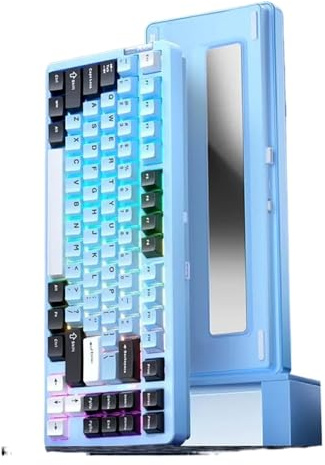 XXINGYULI Tastiera meccanica wireless Hi86 Tri-mode Tastiera da gioco sostituibile a caldo RGB personalizzabile RGB 8000mAh per PC e laptop(Bule)