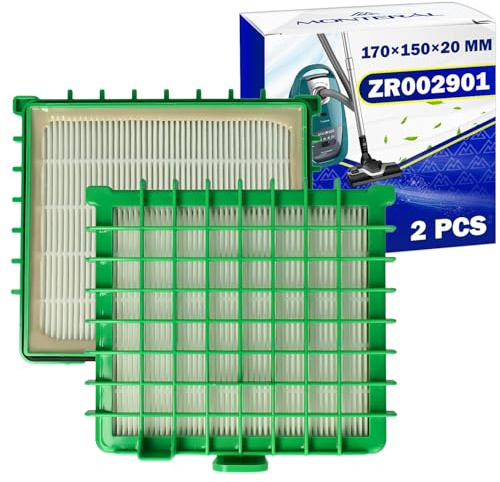 2 st HEPA dammsugarfilter 170 x 165 x 40 mm med originalkod ZR002901 för Rowenta - 10 års garanti - MONTERAL