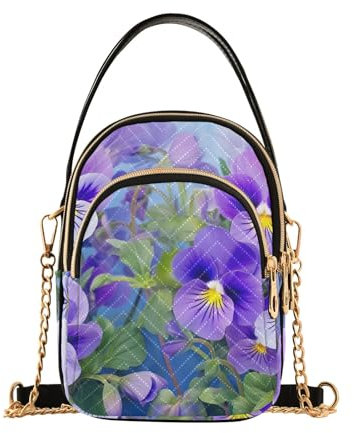 GAIREG Gesteppte Schulterhandtasche für Damen, Blühende Stiefmütterchen Blumen lila