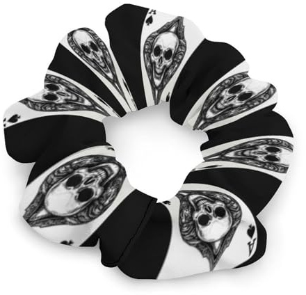 Skull Spades Poker Women's Scrunchies Ponytail Hold Hair Ties Gentle Hairs Bands Accessories for All Tousle Types