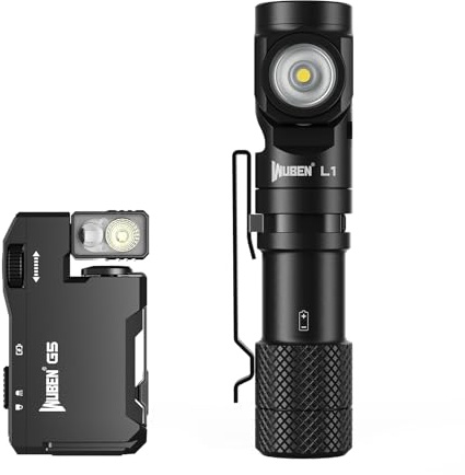 WUBEN G5 Rechargeable EDC Flashlight 400 Lumens Dual Light Sources Bundle L1 Rechargeable Flashlight High Lumens 2000 Lumen Brightest Tactical Flashlight