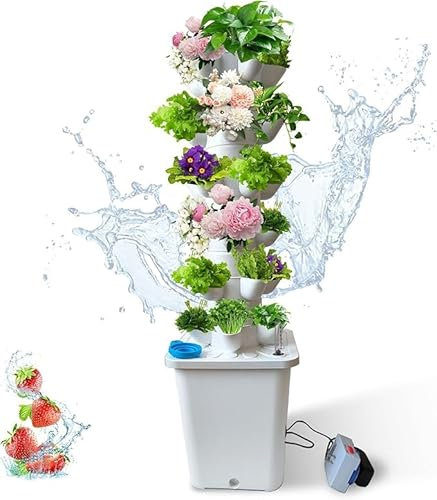 Hydroponic System Hydroponic Tower Aeroponic Tower - Torre per piante con irrigazione - 30 pods da giardino verticale a torre di fragole idroponica per la casa, il giardinaggio, frutta e vegetables