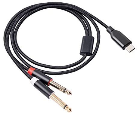 Fozriybefy Câble Audio StéRéO USB C vers Double 6,35 Mm de Type C vers Double Cordon Audio 6,35 Mm pour Haut-Parleurs MultiméDia de Smartphone, 3,3 Pieds / 1 mètres