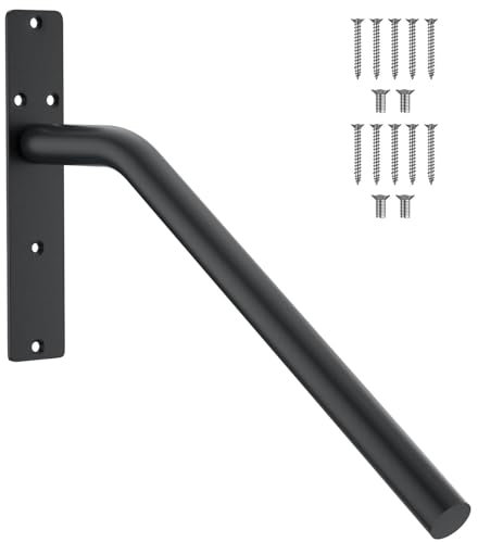 Montaggio a muro di corrimano in lega in acciaio pesante rasatura per griglie per garage, per gradini esterni Garage Railing Safety Grab Bar per anziani (Nero)