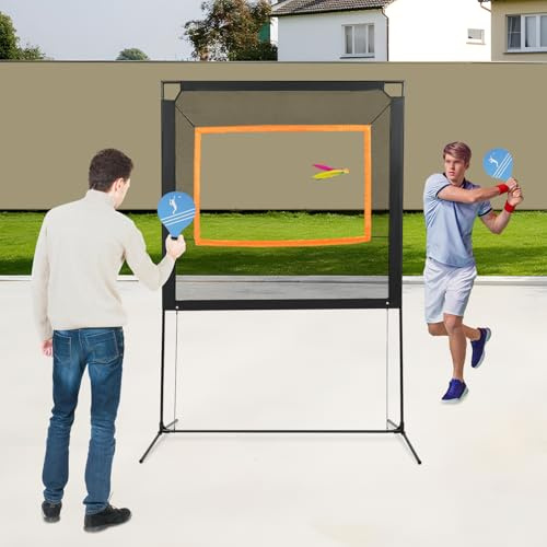 Federballnetz-Bausatz, Badminton Netz Set Komplettset Tragbar - 157x230cm mit Schlägern & Bällen, Oxford-Gewebe, Für Innen/Außen