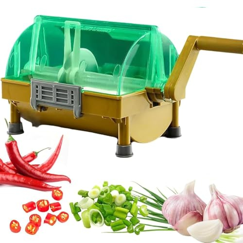 Commercial Onion Chopper with Stainless Steel Blade, Hand-cranked Vegetable Cutter for Scallions Leeks Cilantro Garlic, Efficient Food Prep Solution