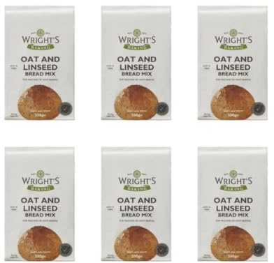 Wright's Oat and Linseed Bread Mix 6X500g - High Fibre Bread Mix for Machine or Hand Baking - Suitable for Vegetarians (NP)