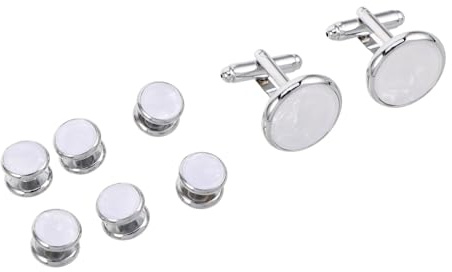 DRESSOOS Manschettknappar och Skjortknappar i Skalfinish Runda Emaljerade Cufflinks för Formella Affärs Bröllopsevent Eleganta French Cuff Skjortknappar för Herrar