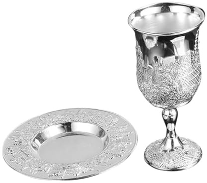 Artibetter Copa Judaica Plata Chapada para Vino Shabbos y Pascua Cáliz Delicado para Celebraciones Copa Versátil para Vino Licor y Té Regalo para Eventos y Festividades Tradicionales