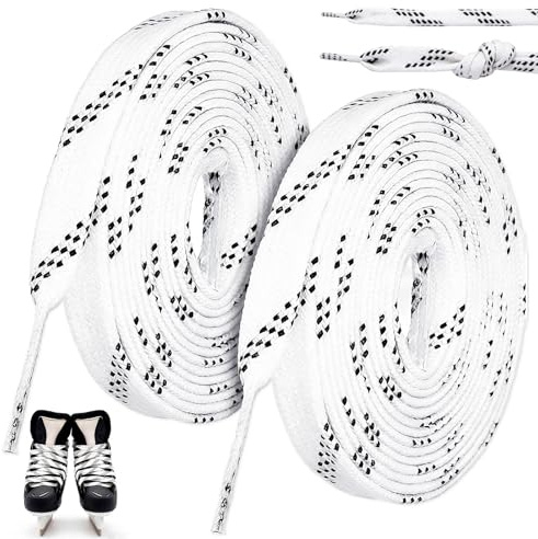 WiDream 1 par vaxade skosnören för hockeyskridskor, snävt vävda hockeyskosnören, hållbara professionella skosnören mot skridskoåkning, snörning skridskoåkning för sport, skidåkning, hockey (244 cm)