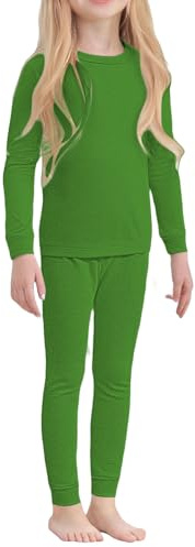 Conjunto de ropa interior térmica fina para niñas, ropa interior cálida superior e inferior para clima frío/esquí, color degradado, ropa de invierno, G-verde, 2-3 años