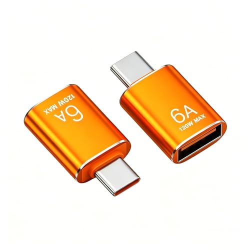 BOMIE USB C to USB Adapter 2 Pack,10Gbps Type C Male to USB 3.2 Female OTG | 6A Fast Charging,Aluminium Alloy Casing Compatible with Type-C Smartphones,Tablets,Laptops Orange