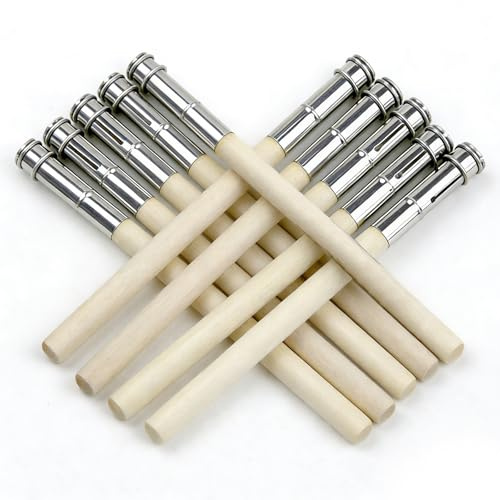 HolooVeranillo 8Pcs Wooden Pencil Extenders Set,Art Pencil Lengthener,Lightweight Pencils Lengthener Tool with Aluminum Tightening Ring, Practical School and Office Supplies,Artist Pens Pens Sketch