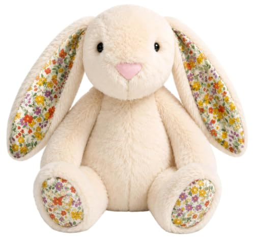 Kuscheltier Hase, Plüschhase Mit Blumenohren, 25 cm Weicher Stoffhase, Ultraweiches Kuscheltier, Nur Für Personen ab 14 Jahren Geeignet