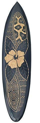 Surfboard 100cm mit Hibiskus Blumen Motiv Deko Hawaii Holzschild