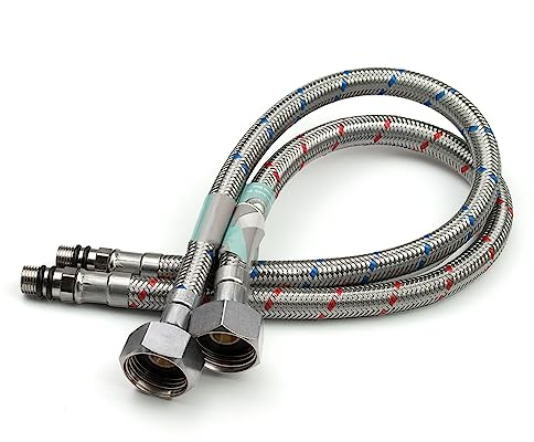 Xcel Home 2 x M10 x1/2 Flexible Tap Connectors (400mm) | 10 Lengths | Pair of BSP Kitchen/Basin Monobloc Mixer Flexi Pipe Tails | Braided Stainless Steel