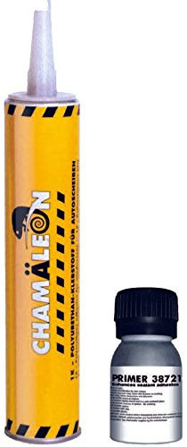 Chamäleon POLYURETHAN KLEBER KLEBSTOFF SCHEIBENKLEBER 310ml SCHWARZ + Glass Primer 30ml