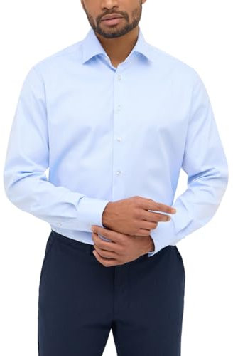 ETERNA Modern Fit Cover Hemd Langarm New Kent Kragen Blickdicht hellblau
