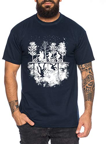 Stranger Upside Down - T-Shirt pour Homme Things Demogorgon Elfie Dustin Jane Hopper Upside Down TV blu-Ray DVD, Farbe2:Bleu foncé, Größe2:X-Large
