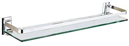 QingH yy Glas klar Regal Badezimmer Regal mit Schiene Wandmontage, Aluminium matt YueB HBK (Size : 50cm)