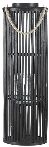 Laterne Weidenholz/Glas oval Indoor Outdoor Höhe: 80 cm schwarz Luzon