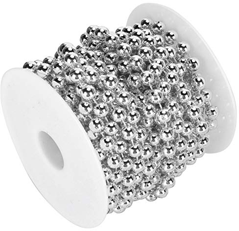 HERCHR Cadena, 10 Metros Cadena de Bolas, Cadenas Cortable Cadena de Cuentas para Bisuteria Manualidades Joyas Boda Fiesta, 8 mm(Plata)