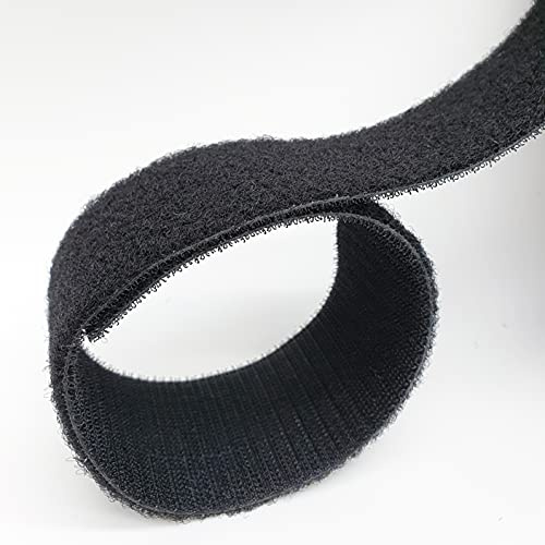 IQ-Handel Klettband back to back - 25 mm breit, beidseitig wiederverwendbar, strapazierfähig und stark, industrieller Stil, Schwarz