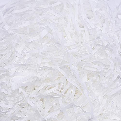 Papel para relleno de cajas 1 kilo, triturado para rellenar y decorar regalos, lotes, cestas de Navidad, color (BLANCO, 1 KILO)