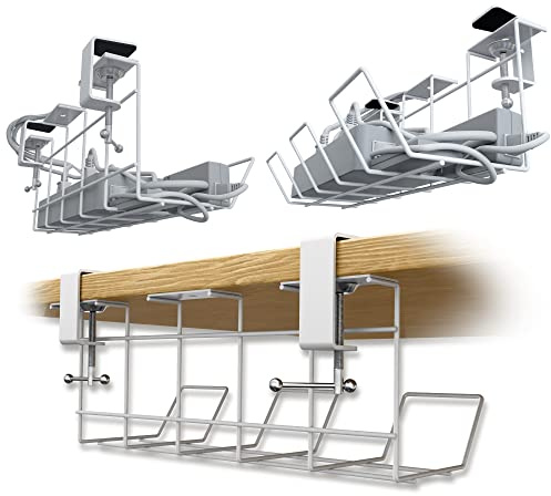 Scandinavian Hub Gestión de Cables Debajo de la Mesa, Juego de 2 canaletas para Escritorio, gestión de Cables, Soporte Modular para Cables disipa el Calor, Bandeja para Cables espaciosa, Cesta para