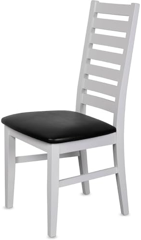 KEHO Esszimmerstühle 6er Set (CH02) - bis 150kg - Aus massivem Buchenholz - Stühle Esszimmer - Fertig montiert (Weiß - Schwarz)
