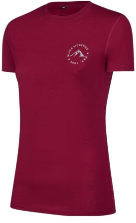 Black Crevice dam Merino T-shirt I högkvalitativ merinotröja I dam t-shirt av 70% merinoull & 30% PES I temperaturreglerande merino-t-shirt dam I Mulesingfri skjorta för dam, Rhododendron, 42