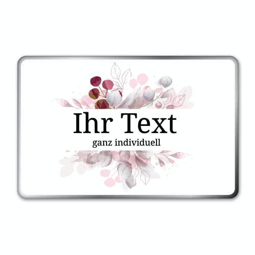 STEMPEL-FABRIK – personalisierbare eckige Dose mit Name oder Wunschtext – Aquarell Motiv mit rotem Blumenrahmen – bedruckte Geschenkdose – ideale Keksdose, Metalldose, Plätzchendose