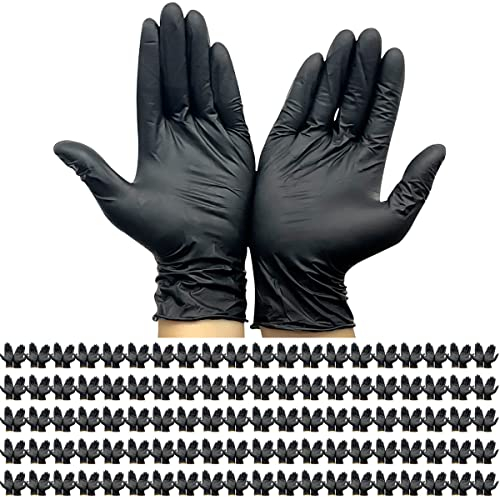 Eumumi Nitril Handschuhe 100pc Wiederverwendbare Industrielle Handschuhe Schwarze Industrielle Gummi Handschuhe Elastische Schutzhandschuhe Alkali Säure & Öl Beständig Handschuhe Cucin Reinigung