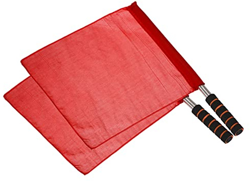 PATIKIL Árbitro Bandera, 2 Paquete Inoxidable Acero Poste Esponja Manija para Fútbol Cancha y Campo Deportes Línea Juez Comando Mano Señal, Rojo