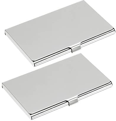 CiciIng Visitenkartenetui, 2 Stück Edelstahl Visitenkarten Etuis, Superleichter Visitenkartenhalter, Kartenetui für Damen und Herren