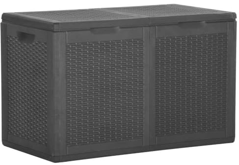 homiuse 180 L Garten-Aufbewahrungsbox Schwarz PP Rattan Gartenbox Auflagenbox Aufbewahrungstruhe Gartentruhe Garten Wasserdicht Kissenbox Outdoor Wasserdicht UV-beständig Innenhof, Terrasse