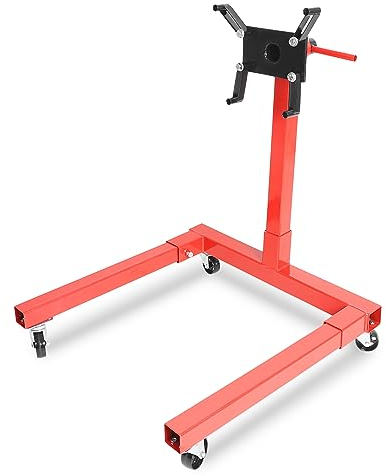 BLACKHORSE-RACING Auto Repair Rebuild Stahl Motorständer klappbarer Motorheber Dolly Mover Jack mit 360 Grad drehbarem Kopf, 567 kg Kapazität, Rot