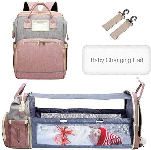 Baby Wickeltasche/Rucksack, lässiger Wickelrucksack, multifunktionaler Großraum-Reiserucksack mit Wickelauflage und Schnullertasche für Mama und Papa.