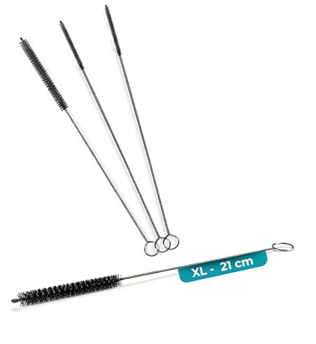 fancility® 4X Reinigungsbürste (3 & 7mm Ø 21 cm lang) für Kaffeevollautomaten, Milchschlauch & Kaffeeauslauf - Milchschlauchbrüste für Miele Jura Siemens Krups Melitta Bosch Brühgruppe Kaffeemaschine