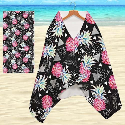 FANSU Strandtuch Microfaser Schnelltrocknend, Tropisch Stil Strandtücher Sandfrei Badehandtuch Taste Design Sporthandtuch Leicht Handtücher 160x80cm Badetuch Handtuch (Ananasfrucht)