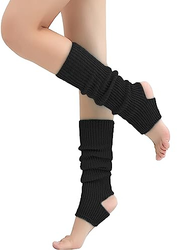 Nanxson Donna Ragazza Maglia Scaldamuscoli Extra Morbido A Nastro Neon Scaldamuscoli Per Festa Danza Yoga Sport(Nero)