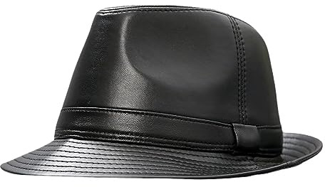 Leder Fedora Trilby Hut Herren Panama Jazz Hut Kurze Krempe Ledermütze