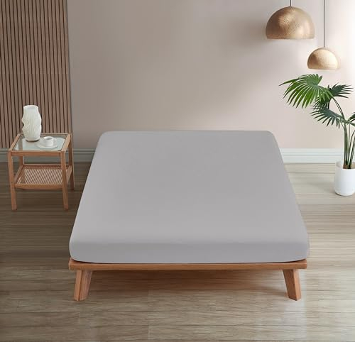 Homesty Premium Spannbettlaken – 100% Baumwolle Spannbetttuch - 30cm Steg - Bettlaken Öko Tex mit starkem Gummizug - geeignet für alle Matratzen (140 x 200 + 30 cm, Grau)