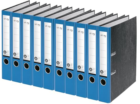 VON Leitz 10540035 - Archivador A4, 10 unidades, 100% papel reciclado, 50 mm de ancho de lomo, para 350 hojas, ángel azul y certificado FSC, para escuela, estudio y hogar, color azul