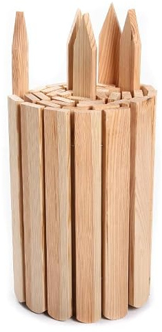 Rollborder Rasenkante Holzzaun Länge 200cm Beeteinfassung Palisade Beetumrandung Gartenzaun Kiefernholz Umzäunung Steck Zaun Höhe - (30 cm, Natur)