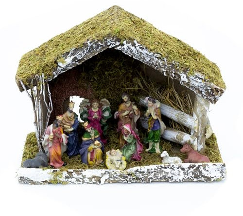 Carousel Home Traditional Christmas Nativity Set With 11 Beautiful Detailed Figures | Resin Statues And Stable Manger Scene Crib Figurines | Christmas Nativity Scene And Figures