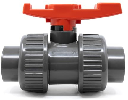 VIALIA PVC Kugelhahn 16mm mit doppelter Überwurfmuffe, mit Klebemuffe | Absperrhahn beidseitig, für Teich, Pool & Aquaristik, Salz- & Chlorwasser beständig, zur Verklebung & Verschraubung